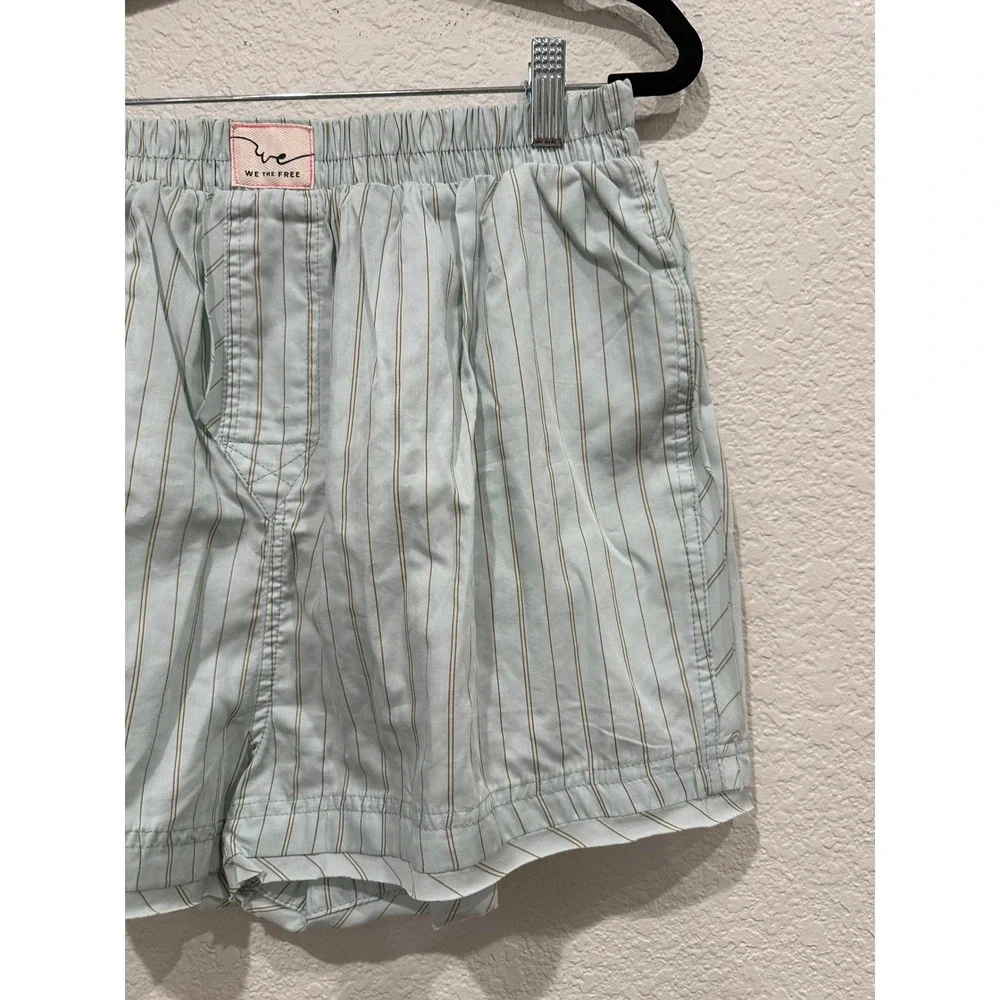 We The Free Free People Striped Boxer Shorts Blue Brown Intimately Size M